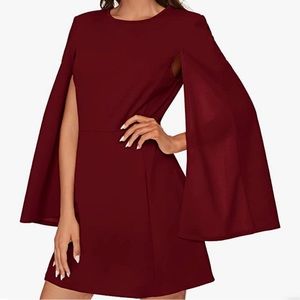 Elegant cloak sleeve mini dress